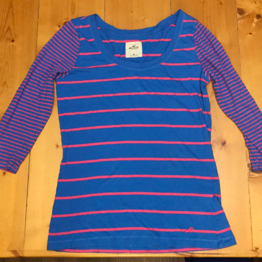 Hollister three quarter sleeve striped T-shirt